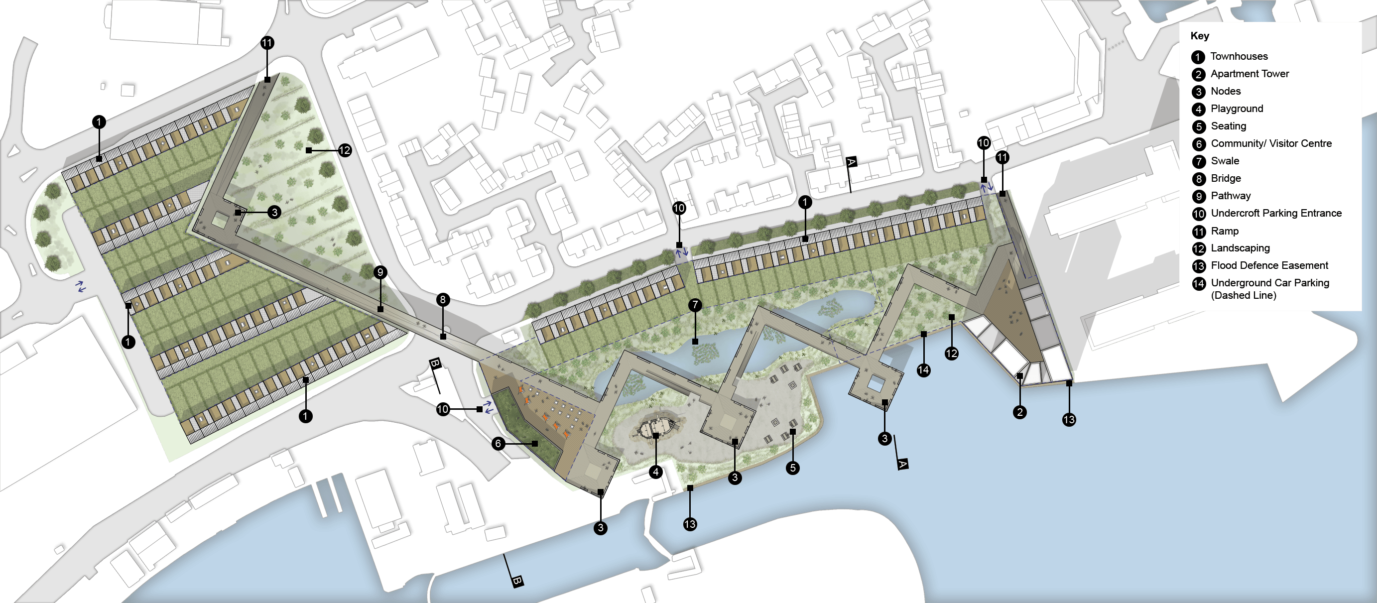 Simon Foote Architects Derby RIBA Competition submission Hull rejuvenation project dock development proposed material site layout plan