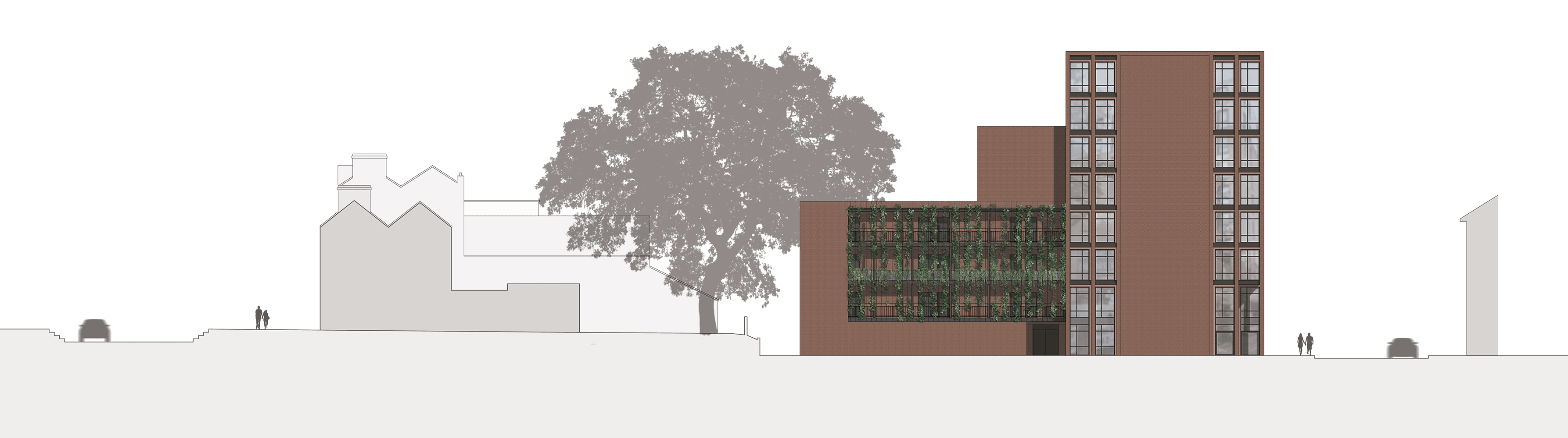 Simon Foote Architects Derby Multi Storey Residential Brick Greenwall Modern Student Flats Agard Street High Rise Apartment Block Derby City Centre