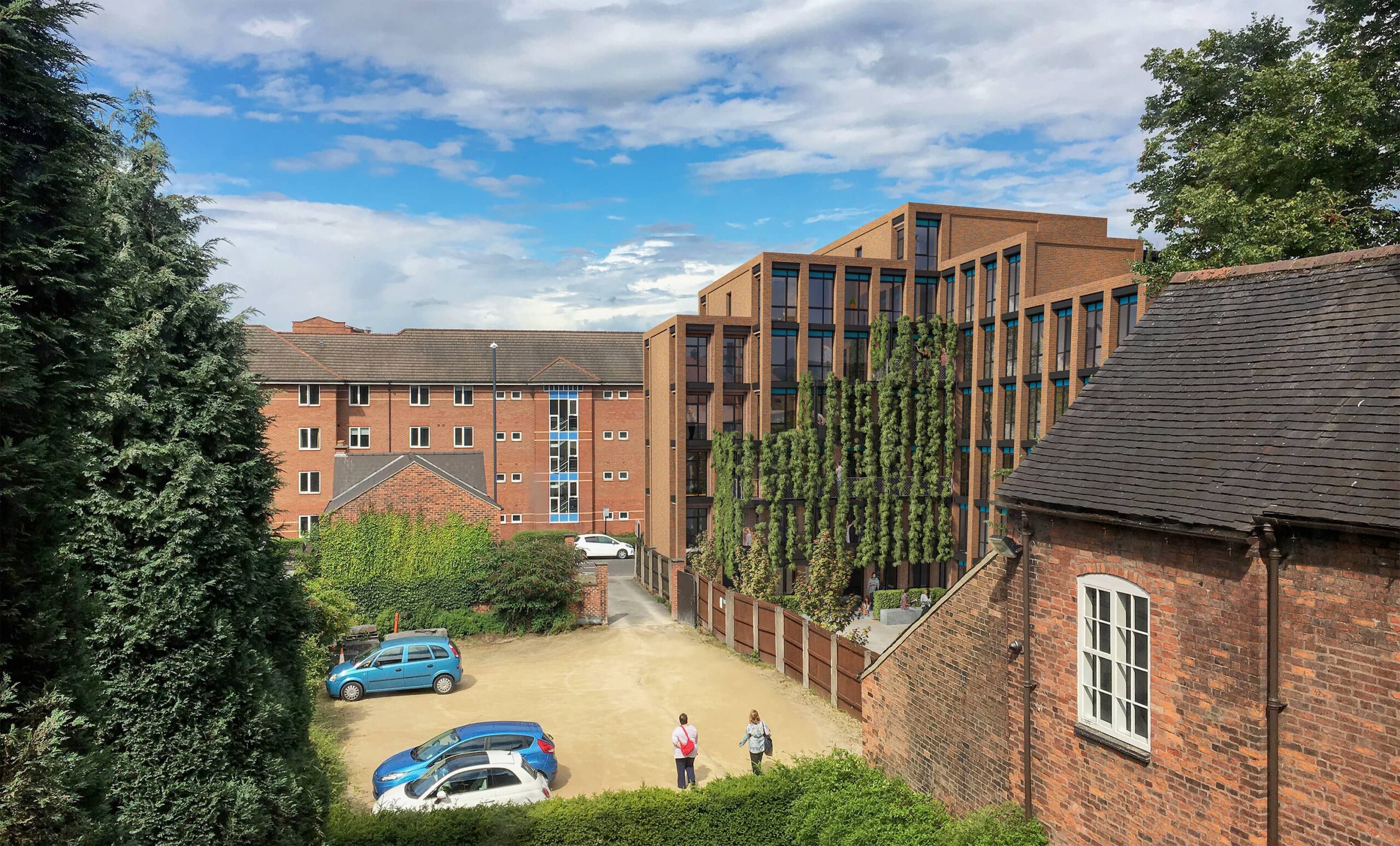 Simon Foote Architects Derby Multi Storey Residential Brick Greenwall Modern Student Flats Agard Street High Rise Apartment Block Derby City Centre