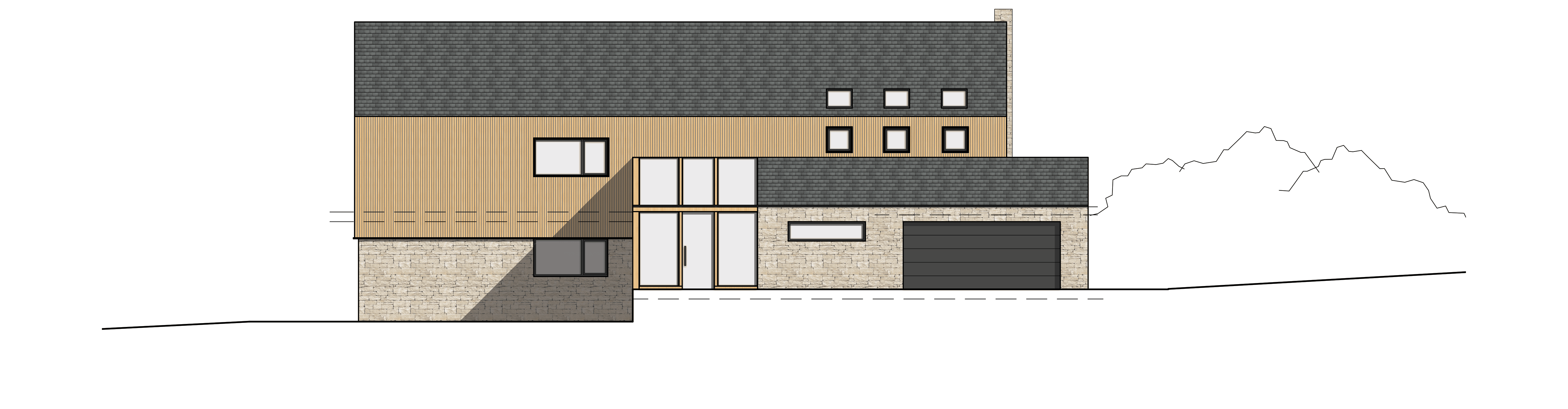 Simon Foote Architects Derby Residential Barn Conversion Croots Farm New Build Farmhouse Contemporary Vertical Timber Cladding Modern Finish Stone Elevation