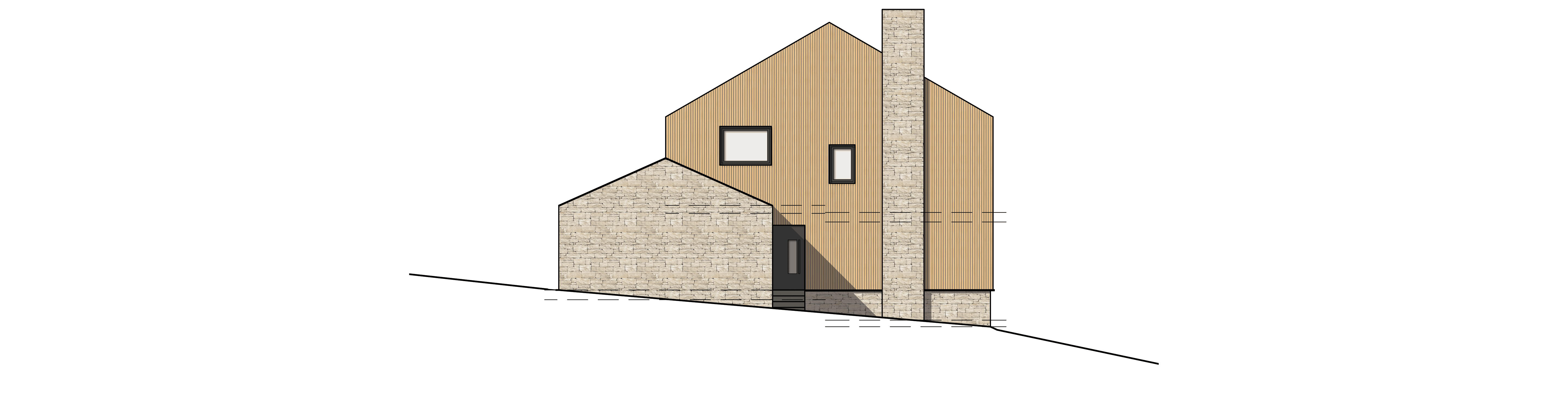 Simon Foote Architects Derby Residential Barn Conversion Croots Farm New Build Farmhouse Contemporary Vertical Timber Cladding Modern Finish Stone Elevation