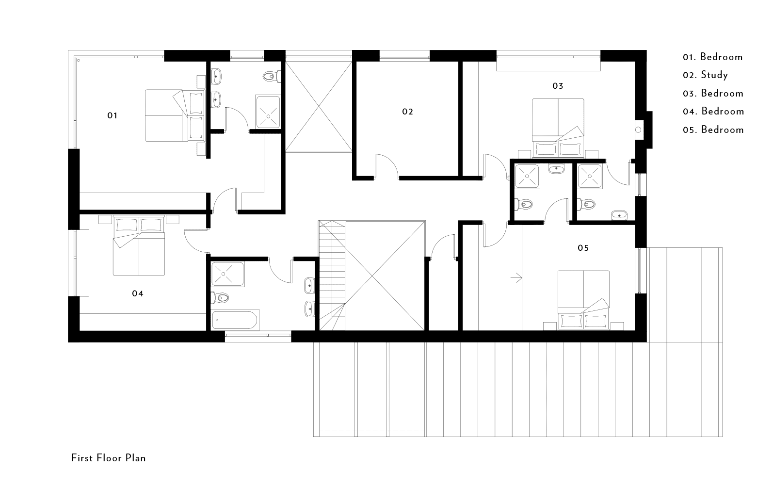 Simon Foote Architects Derby Residential Barn Conversion Croots Farm New Build Farmhouse Contemporary Vertical Timber Cladding Modern Finish Stone First Floor Plan Layout